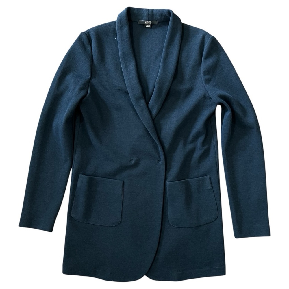 SEVENTY Sergio Tegon Women's Navy Wool Knit Blazer Size 42